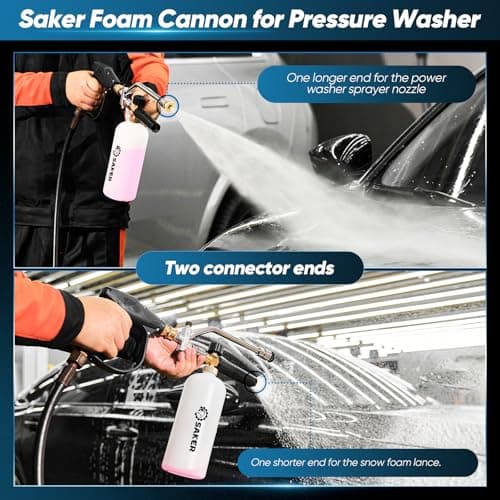 Saker Foam Cannon Dual Connector Accessory for Pressure Washer Kit