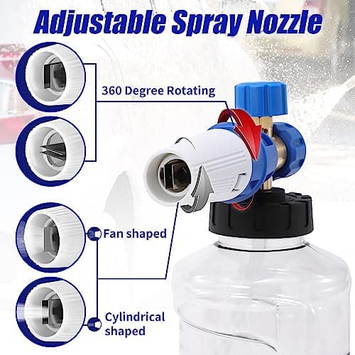 Adjustable Foam Blaster for Pressure Washer, 1.5 Liter Snow Foam Lance, 1.1mm Nozzle, M22 & Quick Connect