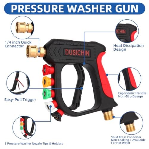 DUSICHIN Car Wash Foam Cannon Quick Connect Gun 1/4 Inch Pressure Washer Nozzle Tips Car Cleaning Tool