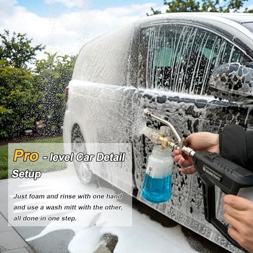 Foam Cannon with Short Pressure Washer Gun, Snow Soap Attachment, 5 Nozzles & Holder, 1/4” Quick Connect