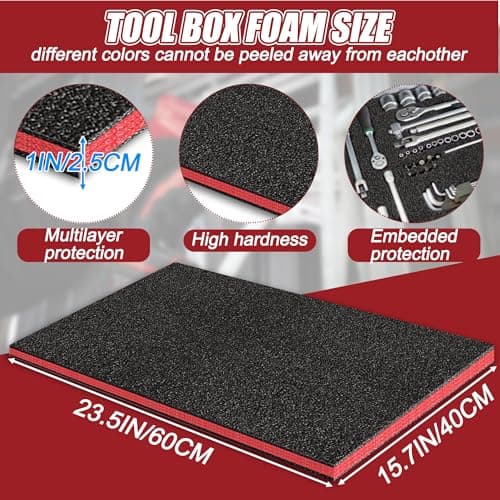 Easy Cut Tool Box Foam High Density Polyethylene Organizer for Wardrobe Cabinets
| High Density Polyethylene Shadow Foam Inserts for Tool Box Crafts
| 2|5" x 15.7" x 1" Tool Box Foam Organizer for Toolboxes and Cabinets
