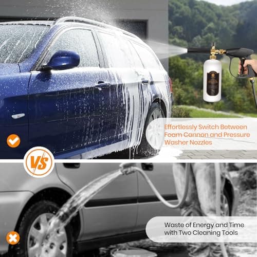 Pressure Washer Gun with Foam Cannon, Quick Connect, 5 Nozzles, Cleaning Gloves, 1 Liter