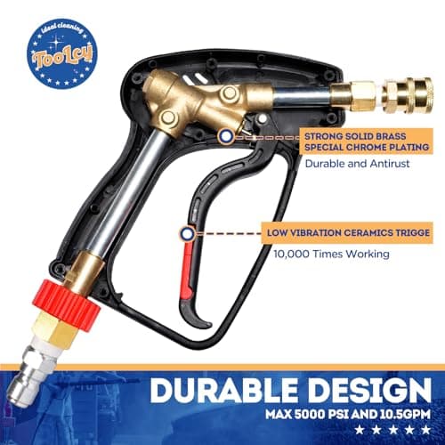 TOOLCY Commercial 5000 PSI Pressure Washer Short Gun USA-NPT Thread