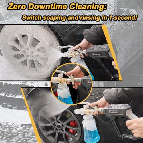 Foam Cannon with Short Pressure Washer Gun, Snow Soap Attachment, 5 Nozzles & Holder, 1/4” Quick Connect
