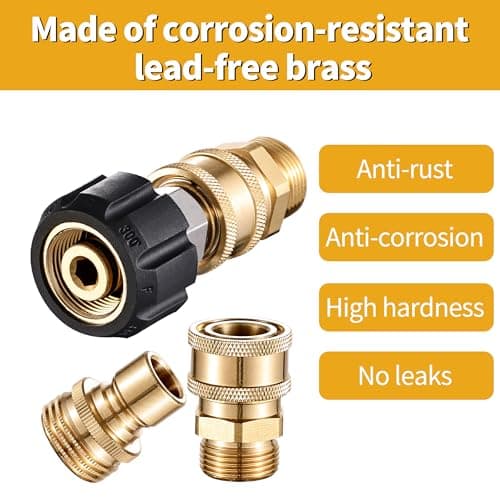 Selkie 8-Pack 14mm to 3/8" Quick Connect Fittings & 3/4" to 1/2" Adapter Set for Pressure Washers