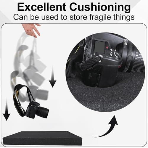 ToLanbbt Polyurethane Foam Sheets, Cuttable Tool Box Case Inserts for Game Box, Craft, Camera Storage, Black Cushion Packing Pads, 2P 16 x 12 x 1 Inch