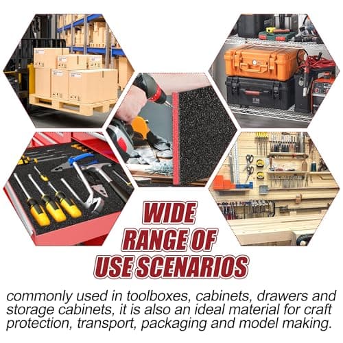 Easy Cut Tool Box Foam High Density Polyethylene Organizer for Wardrobe Cabinets
| High Density Polyethylene Shadow Foam Inserts for Tool Box Crafts
| 2|5" x 15.7" x 1" Tool Box Foam Organizer for Toolboxes and Cabinets