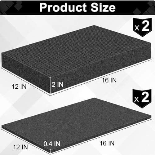4P Pick and Pluck Pre-Cubed Foam Sheets, Customizable Size, Tool Interlock Box & Camera Storage Cushion Pads (16x12x0.4