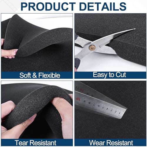 16" x 12" High Density Polyurethane Foam Sheets Black, Cuttable Packing Inserts