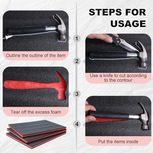 DGSL Camera Toolbox Storage 3 Pack Foam Inserts for Cases
| DGSL Cuttable Polyethylene Storage Sheets for Tool Shadow Organizer
| DGSL Tool Box Foam Inserts 16x12x2 In for Camera Cases