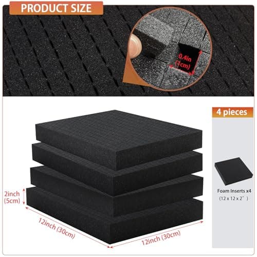 Pre-Cubed Pick & Pluck Foam Sheets 4-Pack for Toolboxes & Storage