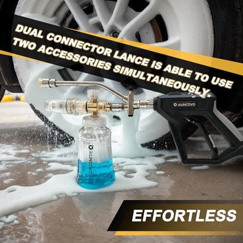 Foam Cannon with Short Pressure Washer Gun, Snow Soap Attachment, 5 Nozzles & Holder, 1/4” Quick Connect