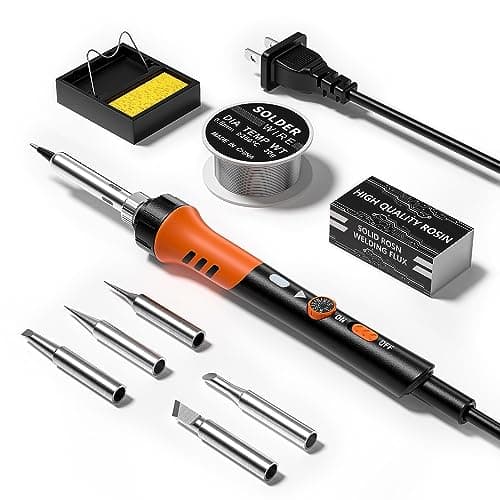 110V 90W Adjustable Temperature Soldering Iron Kit, 10-in-1Gun & 5 Tips