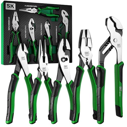 SK Premium 5-Piece Pliers Set: 8" Long Nose, 9.5" Linesman, 8" Slip Joint, 8" Diagonal, 10" Groove Joint, EVA Foam Organ