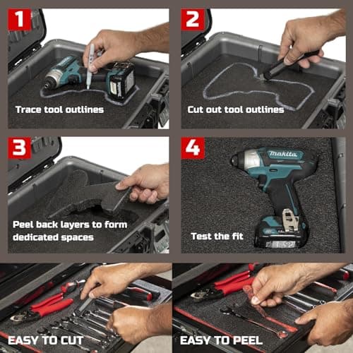 Compact Tool Box Foam Organizer for Cases and Storage