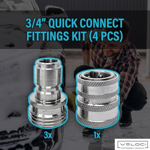 MTM Hydro Pressure Washer Adapter Set, 4 Piece 3/4" Quick Connect Kit