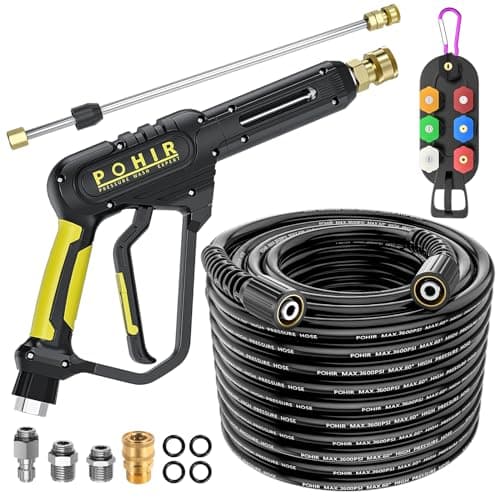 POHIR 3600 PSI Pressure Washer Gun with 50FT Hose Kit & 15in Wand Parts 7 Nozzles Quick Connect Set