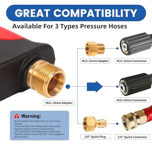 DUSICHIN Car Wash Foam Cannon Quick Connect Gun 1/4 Inch Pressure Washer Nozzle Tips Car Cleaning Tool