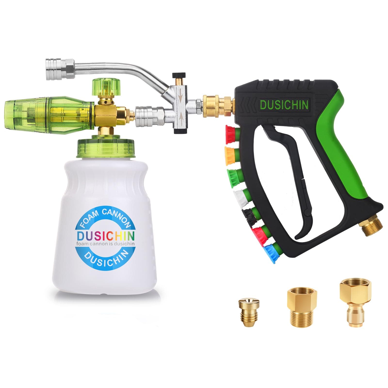 DUSICHIN 4000 PSI Foam Cannon Pressure Washer Gun Kit, Dual Tip Soap Lance, 7 Sprayer Nozzles