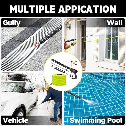 M MINGLE 50 FT Power Washer Hose Kit, 5 Nozzle Tips, Ryobi, Simpson, Craftsman Compatible