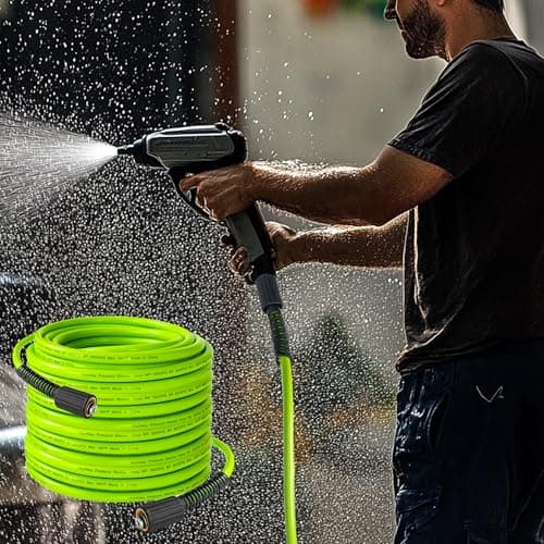 Hourleey 3600 PSI 50 FT Kink Resistant Pressure Washer Hose, Quick Connect, Green