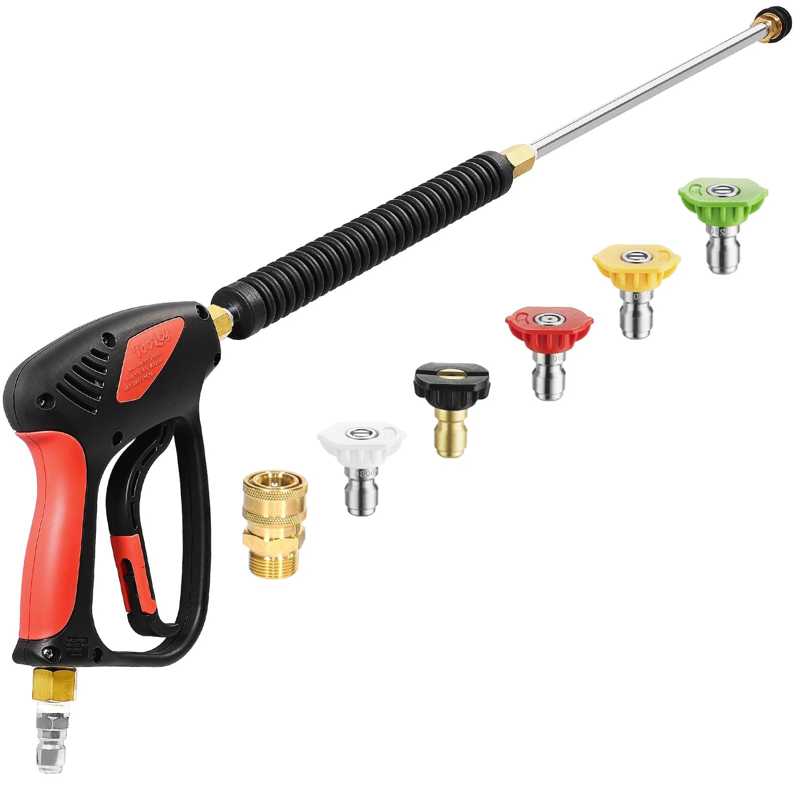 Hot Water Compatible Pressure Washer Gun with Adjustable Power and Extension Wand - 4000 PSI, 7 GPM - Fits Most Power Washers