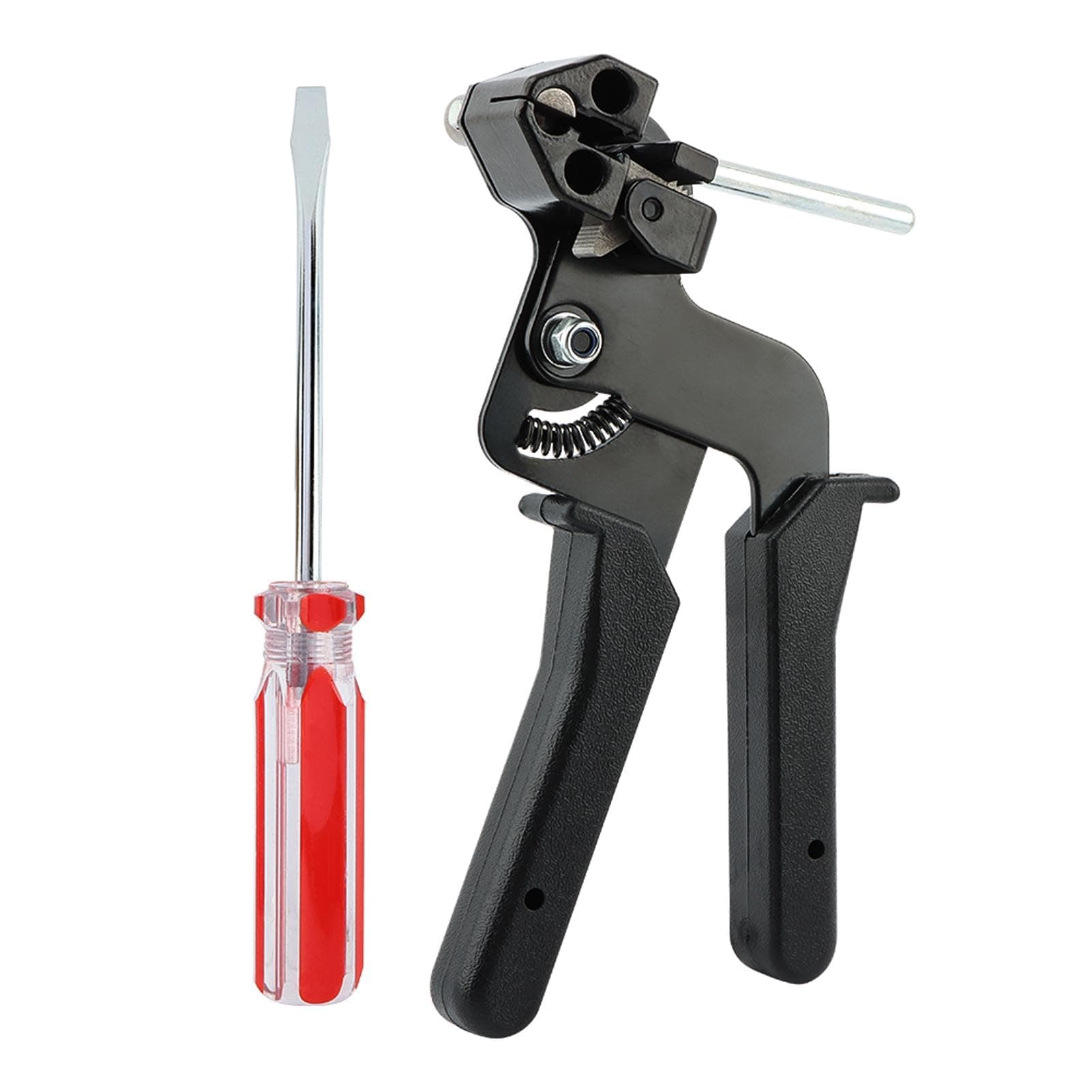 Stainless Steel Zip Tie Gun and Screwdriver Set (Black+Red)