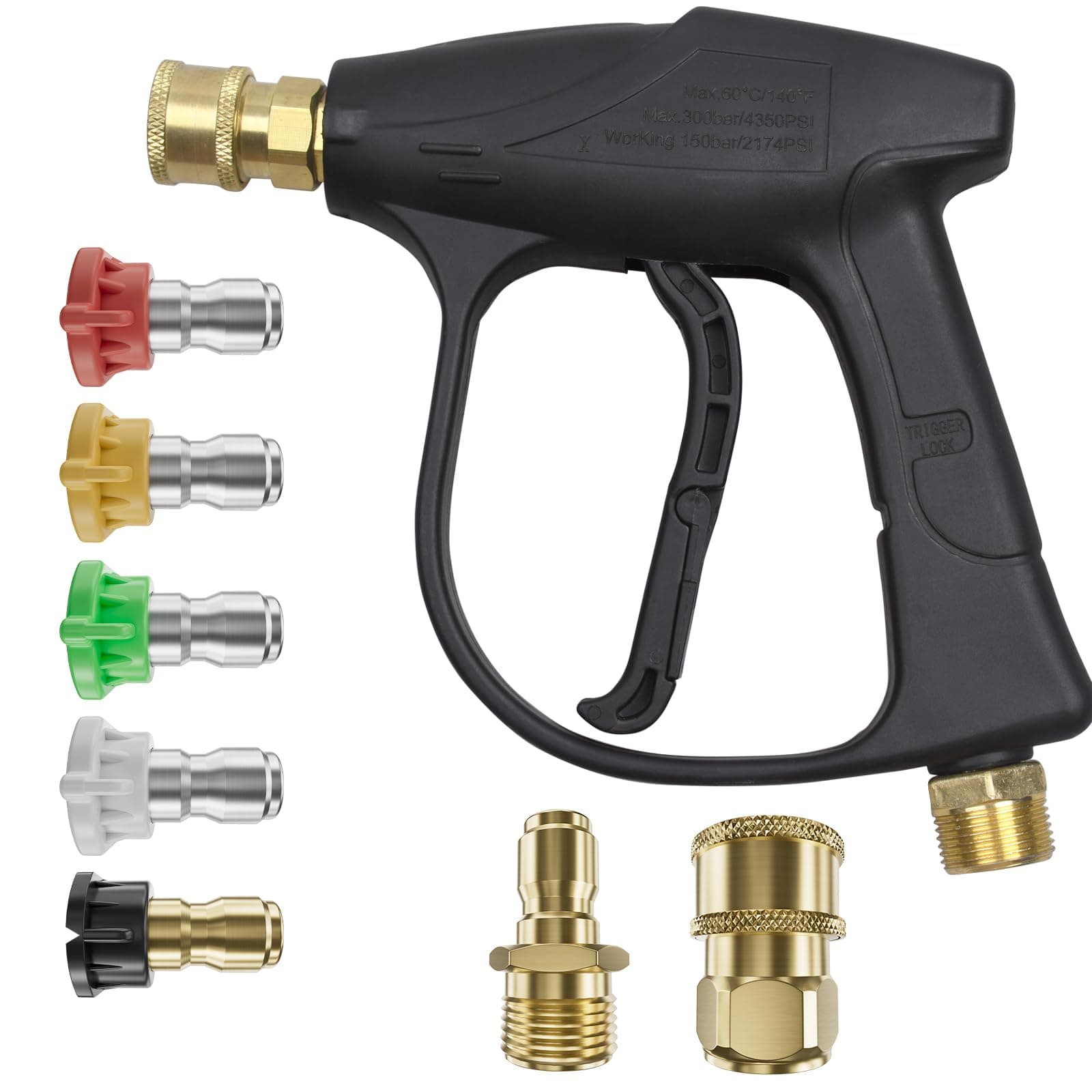 Concise High Pressure Wash Gun Title: 3000 PSI Power Wash Gun with Quick Connect Fittings and Nozzle Tips for Gardens