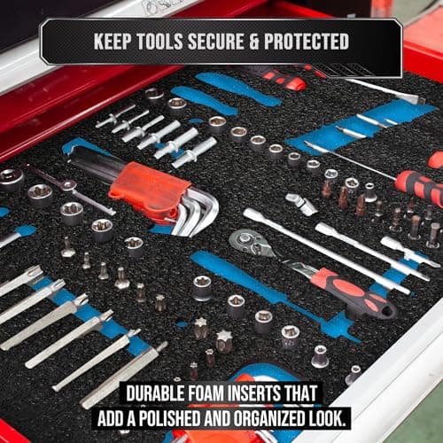Precision Defined Tool Box Foam - Protective Inserts, Polyethylene Tool Foam, Cushion Insert for Toolboxes - 18" Black/Blue (3 pack)  
Precision Defined Tool Box Foam - Protective Inserts, Polyethylene Tool Foam, Cushion Insert for Toolboxes - Black/