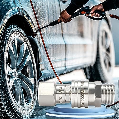 Pressure Washer Adapter Set with Swivel, M22 14mm to 3/8 Quick Connect, Stainless Steel Quick Disconnect Swivel, 5000 PSI, Pack of 2