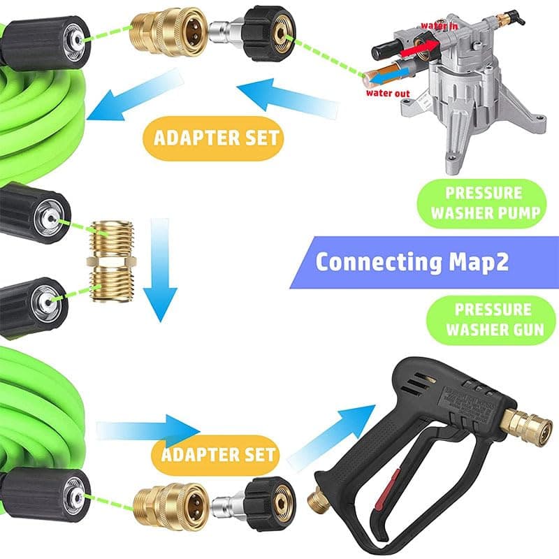 2 Pair M22 Pressure Washer Adapter, 1/4" Quick Connect, Fit 5000 PSI Nozzles & Hoses