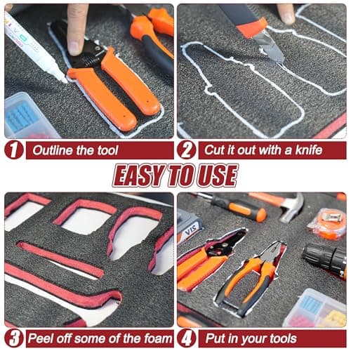Easy Cut Tool Box Foam High Density Polyethylene Organizer for Wardrobe Cabinets
| High Density Polyethylene Shadow Foam Inserts for Tool Box Crafts
| 2|5" x 15.7" x 1" Tool Box Foam Organizer for Toolboxes and Cabinets