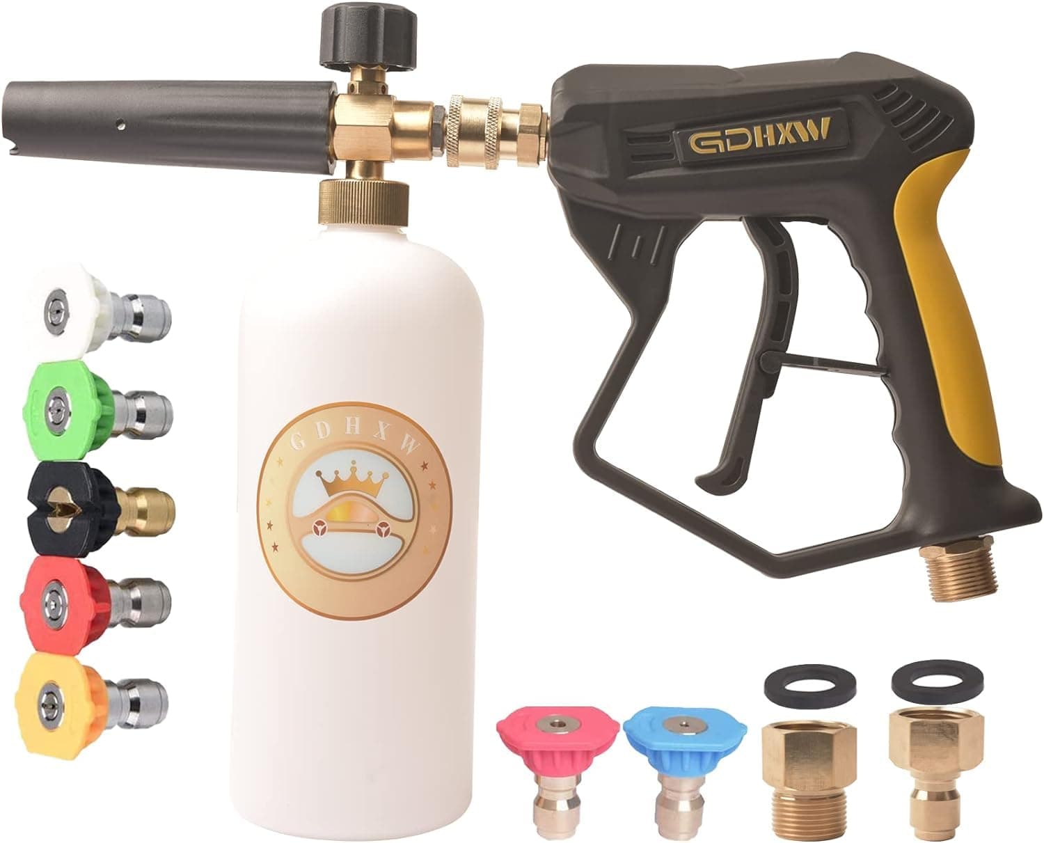 GDHXW X-887 High Pressure Washer Gun with Foam Cannon & 7 Nozzles for Car Washing
