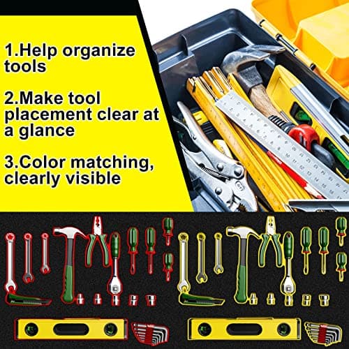 Fabbay 6 Sets Organizer for Tool Box: Adjustable Foam, Non-Slip Mat