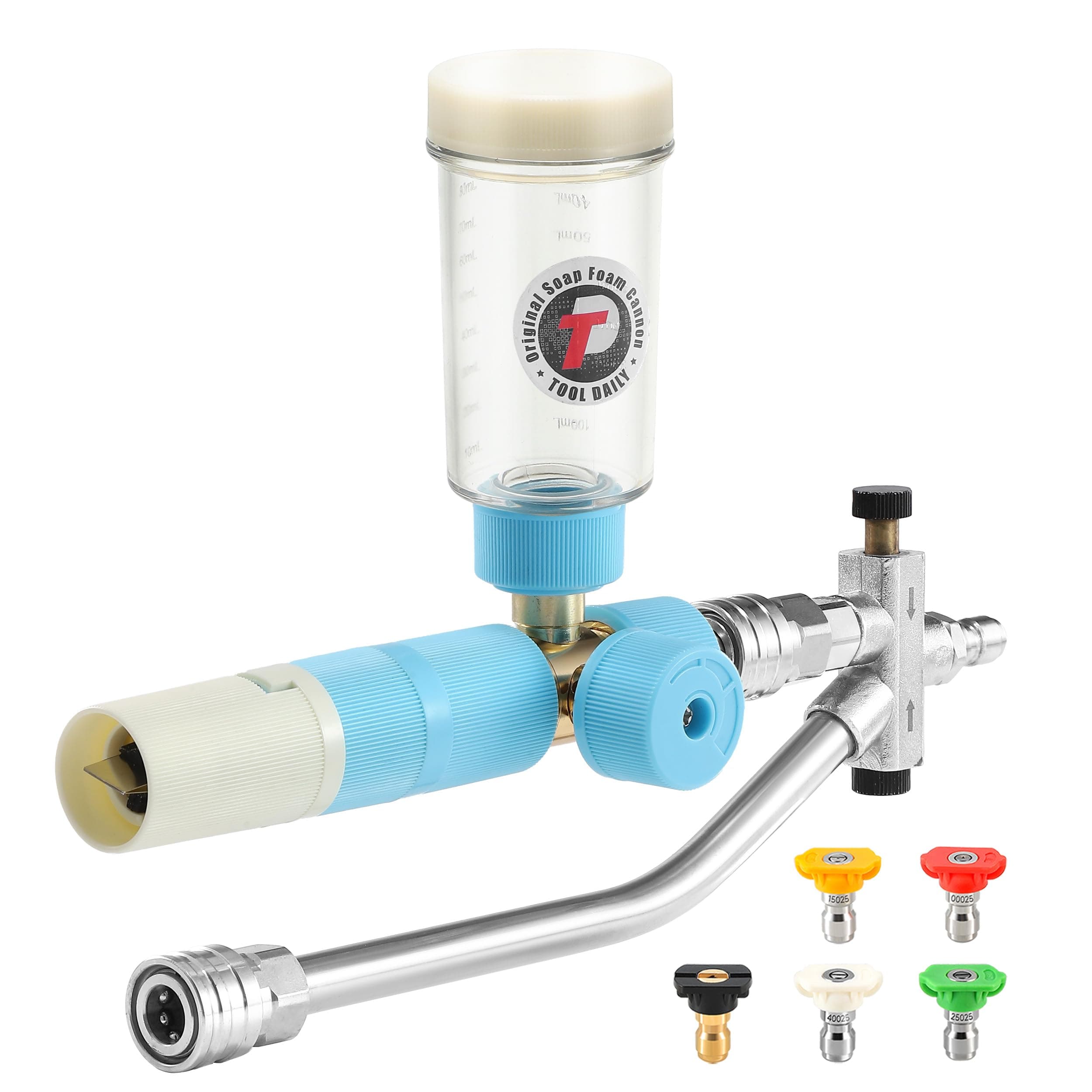 Original Soap Cannon with Dual Connector for Pressure Washer
| 5 Power Washer Nozzle Tips for Foam Cannon
| 1/4 Inch Quick Connect Foam Cannon for Pressure Washers