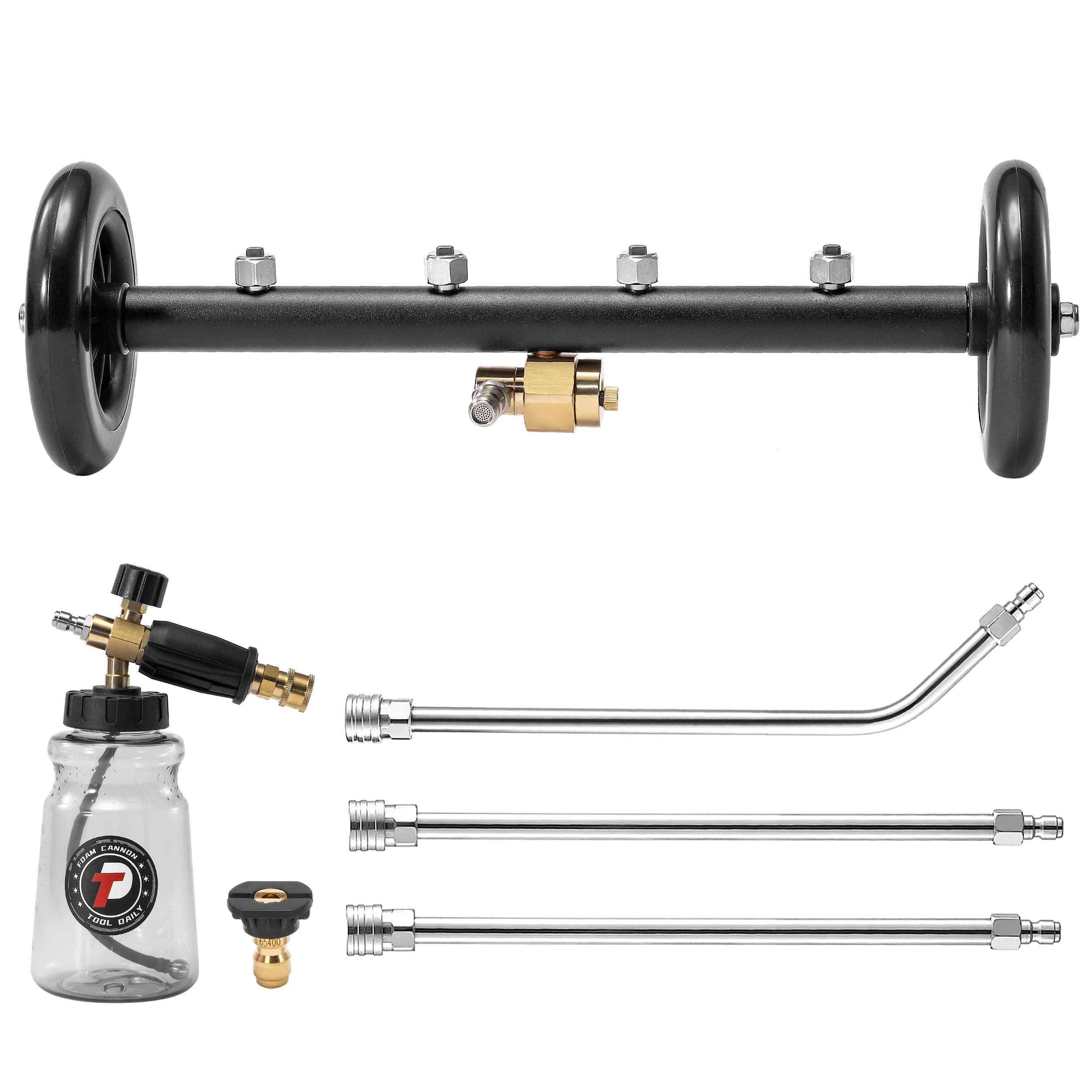 Daily Tool Undercarriage Pressure Washer Attachment - 3600 PSI, 16 Inch, 3 Pieces Extension Wand
| Dual-Function Undercarriage Cleaner with Foam Cannon - 3600 PSI, 16 Inch, Under Car Wash
| 3600 PSI Under Car Wash Water Broom - 16 Inch, Dual-Functio