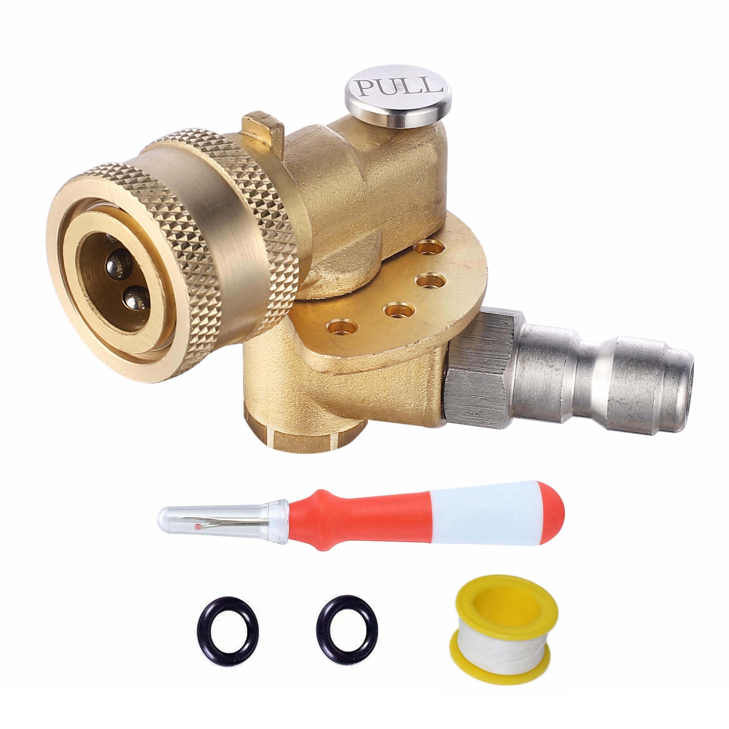 Heavy-Duty Meteor Blast 120° Pivoting Coupler, 5 Angles, Stainless Steel Safety Lock, 5000PSI, 1/4" Quick Connect