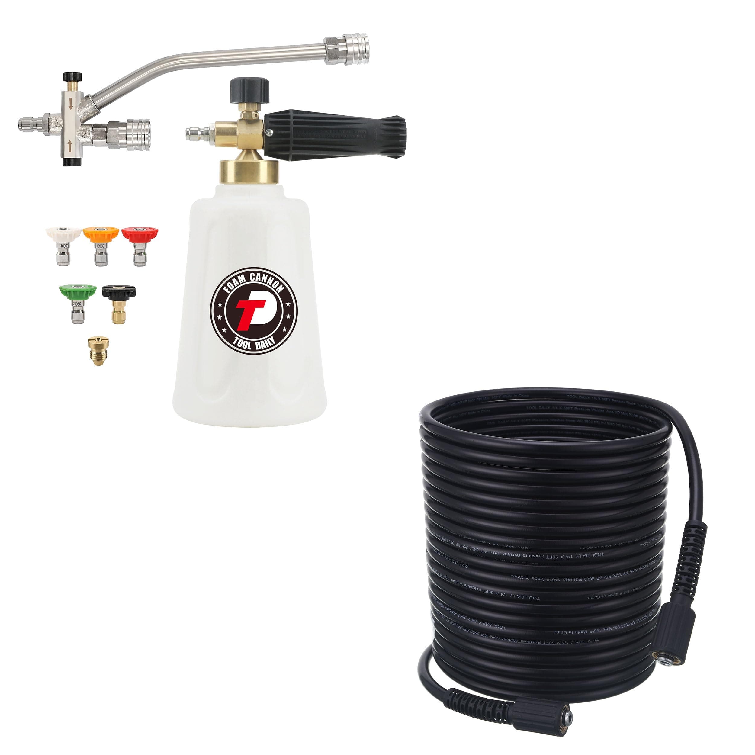 Daily Foam Cannon for Pressure Washer, Double Tip Attachment, 3600 PSI, 50 FT Hose