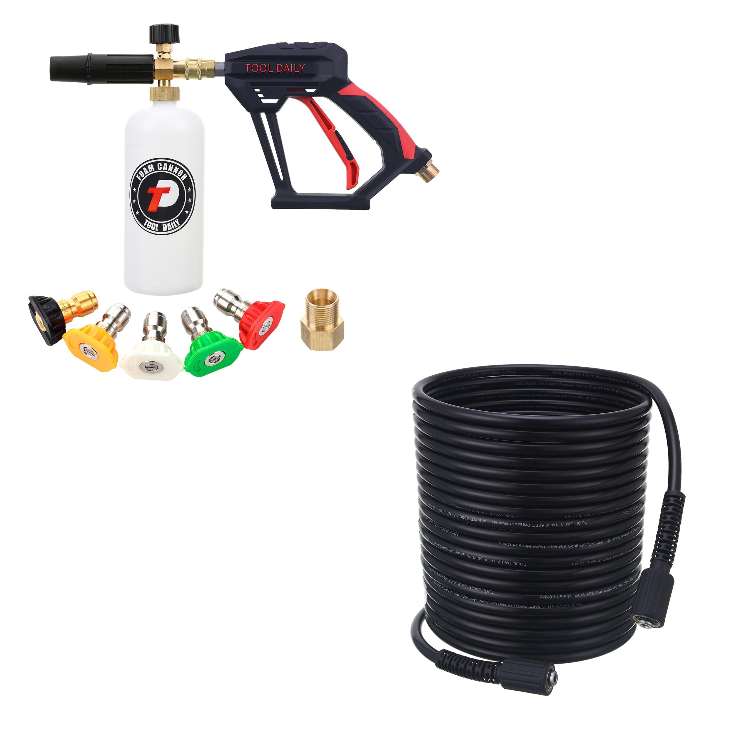 High Pressure Washer Gun with Foam Cannon, 50 FT Hose
