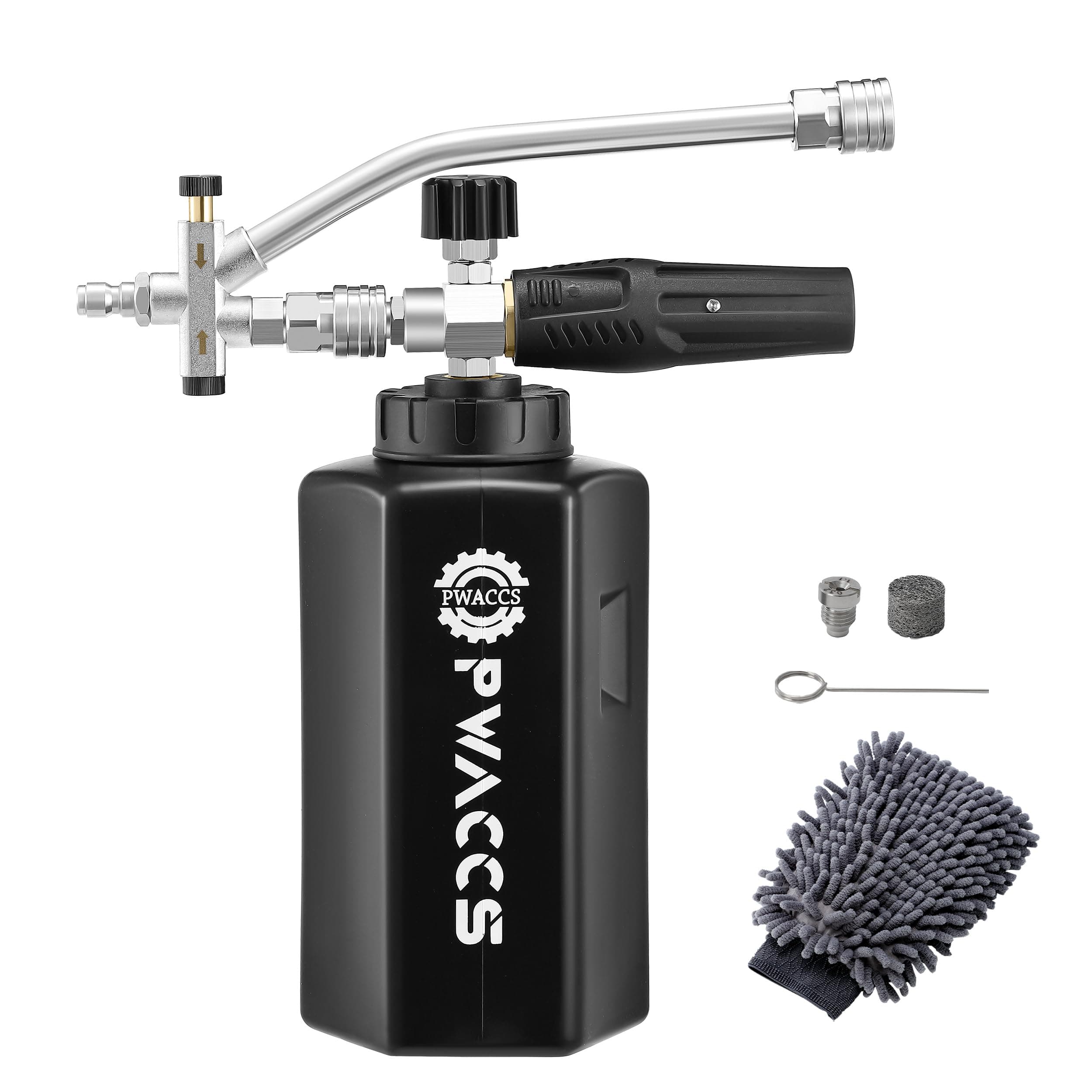 PWACCS Pressure Washer Foam Cannon Dual Connector Accessory 3600 PSI 1.5 L Big Mouth Lance