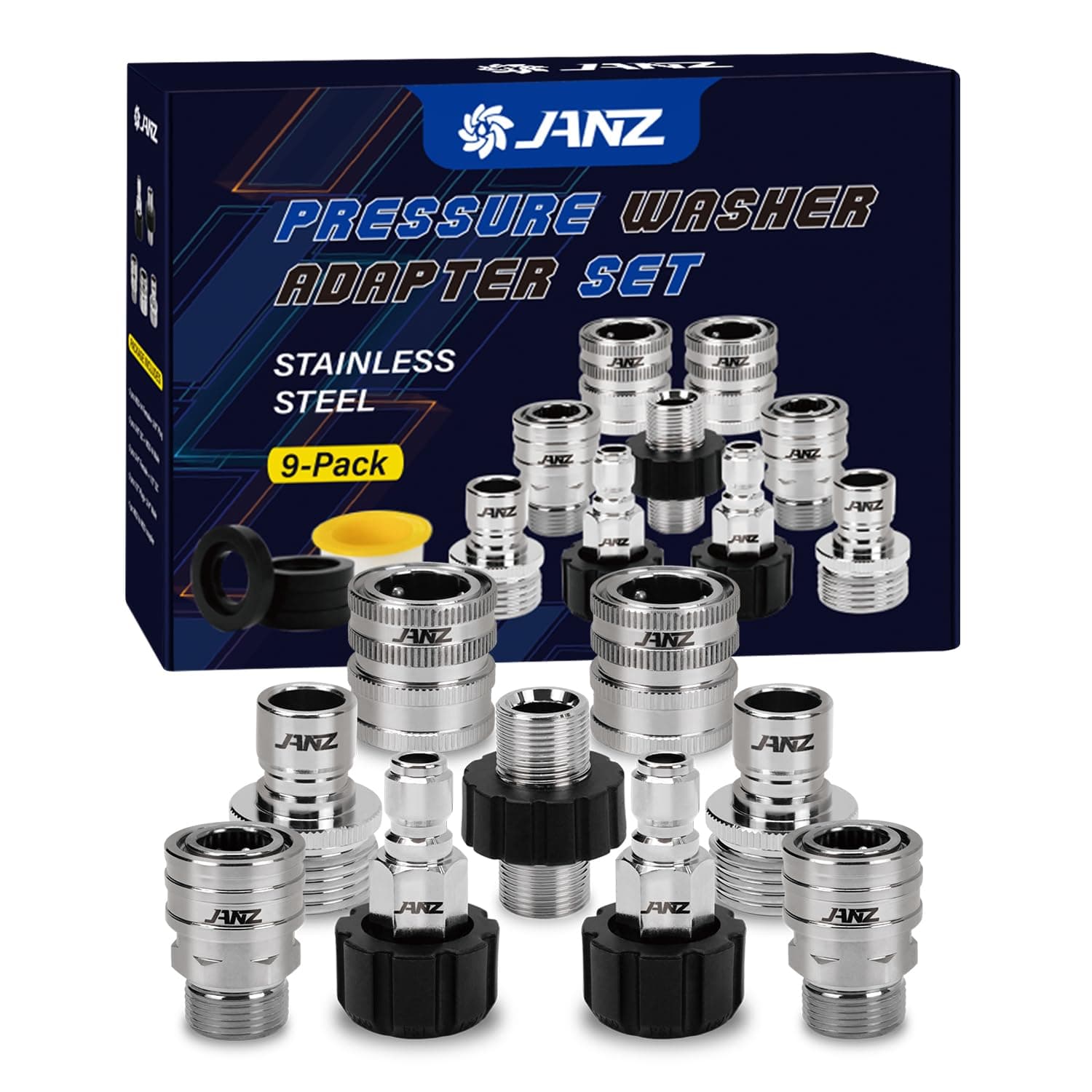 Janz 9-Pack M22 to 3/8 Quick Disconnect Pressure Washer Adapter Kit