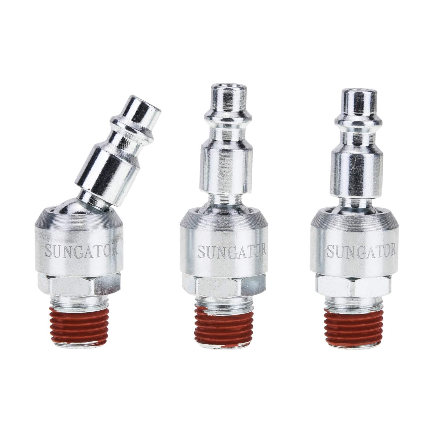 SUNGATOR 3-Pack 1/4 Inch Rotatable Air Tool Fittings, Quick Connect NPT Plugs