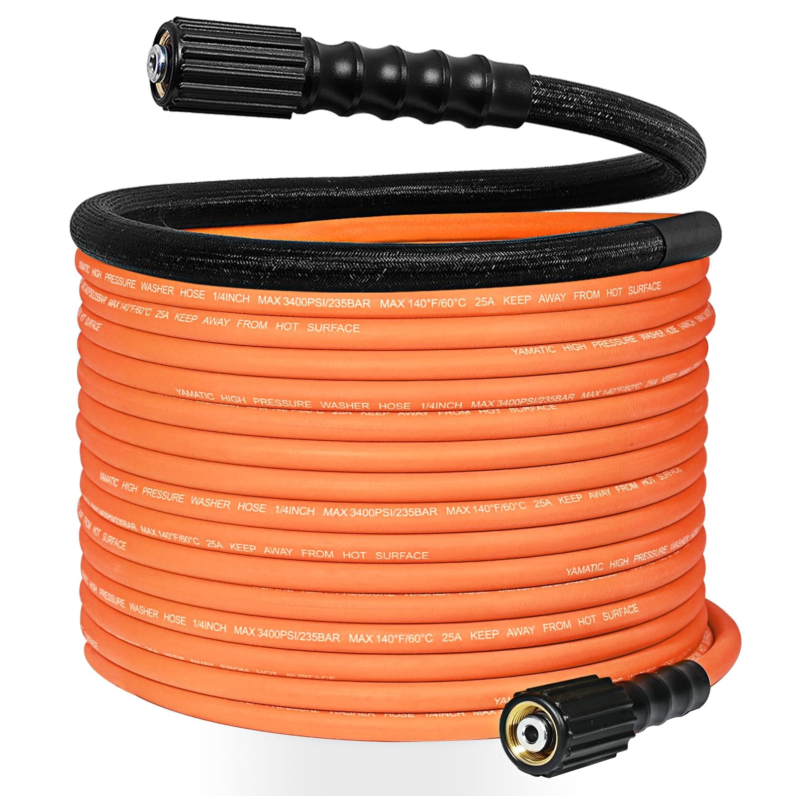 YAMATIC Upgraded 50FT 3400 PSI Kink Resistant Power Washer Hose