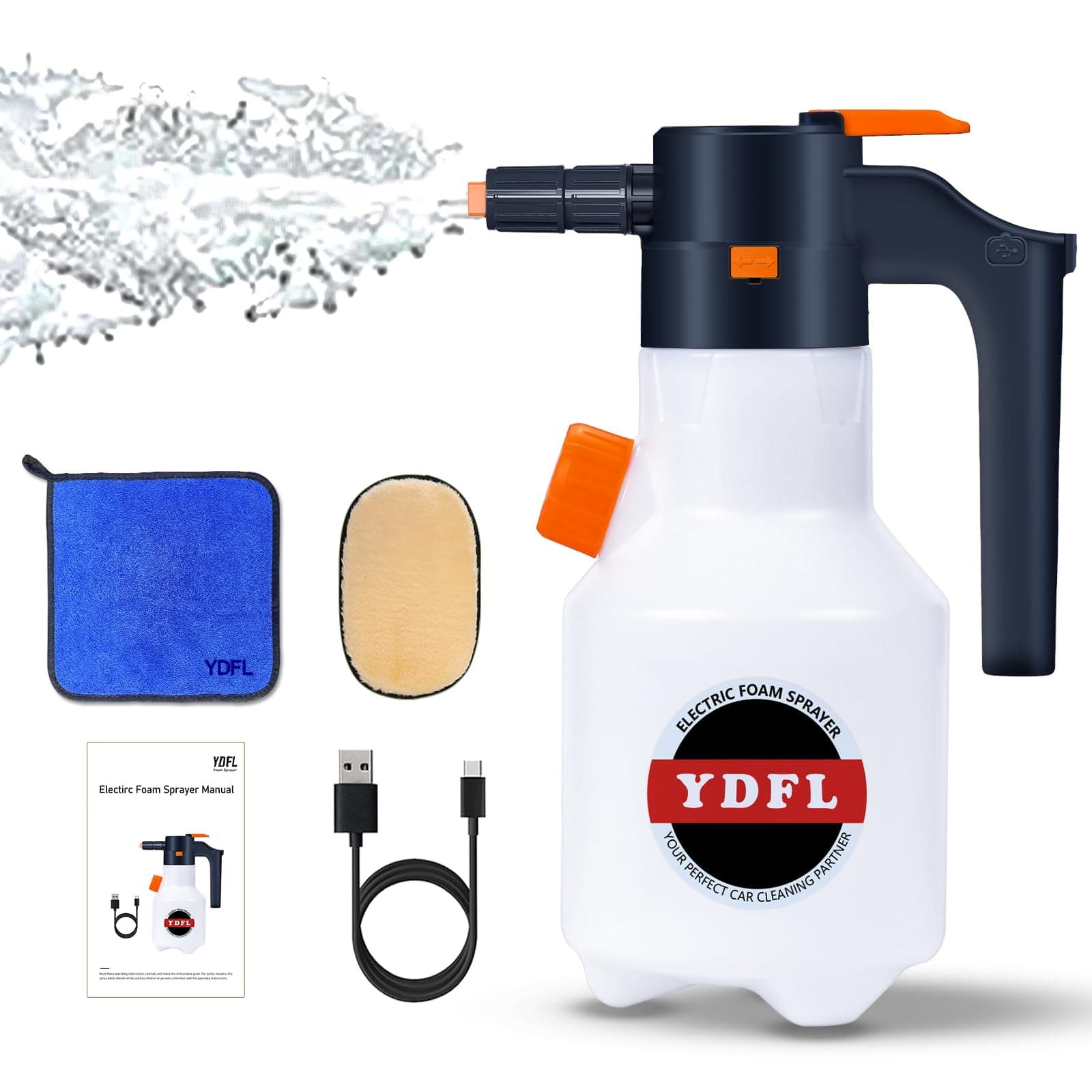 2L Electric Foam Sprayer with USB Charge for Home, Garden, and Car Cleaning