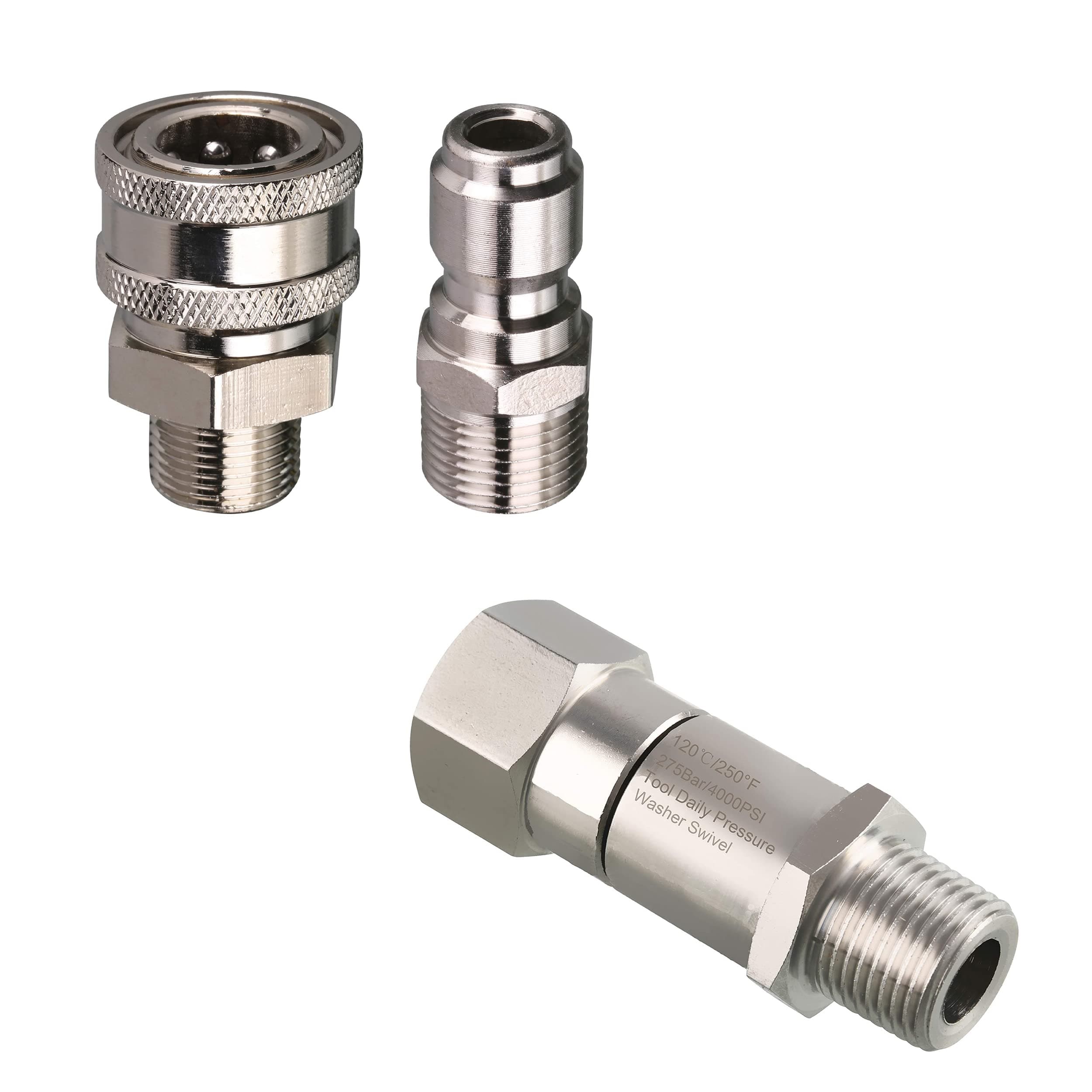 Pressure Washer Adapter Set for Daily Use, 3/8 Inch NPT-M Male Thread, 4000 PSI