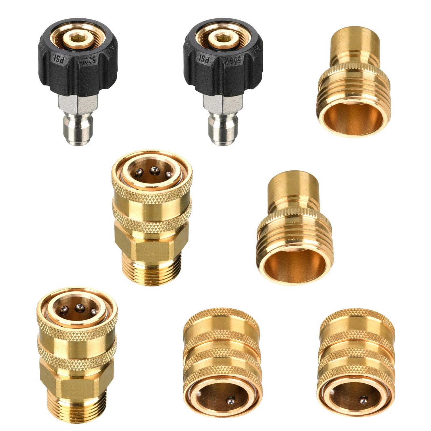 Tool Daily M22 14mm to 3/8" Quick Connect Pressure Washer Adapter Set, 8 Pack