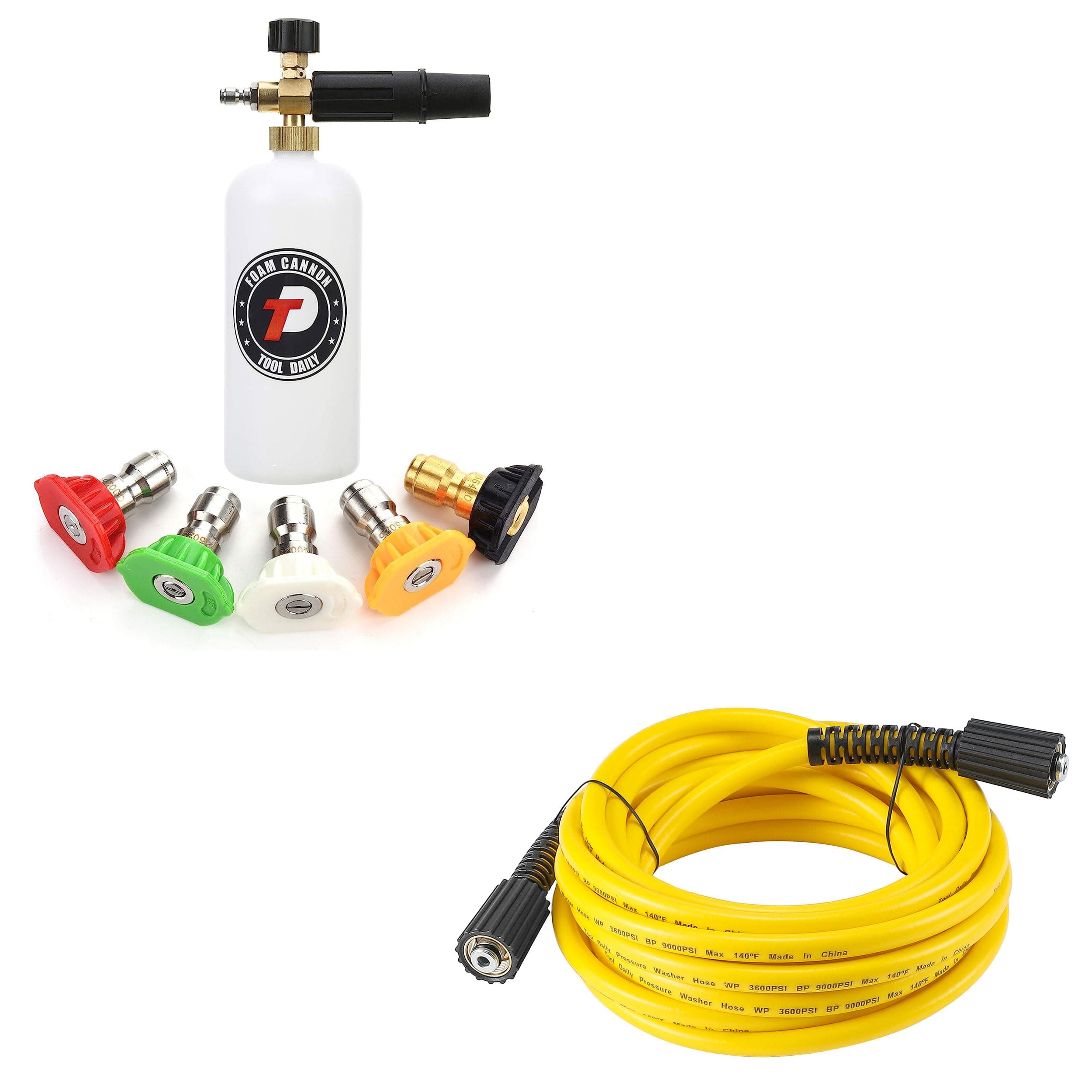 Foam Cannon with Quick Connector, 25FT Pressure Washer Hose, Power Washer Extension Hose