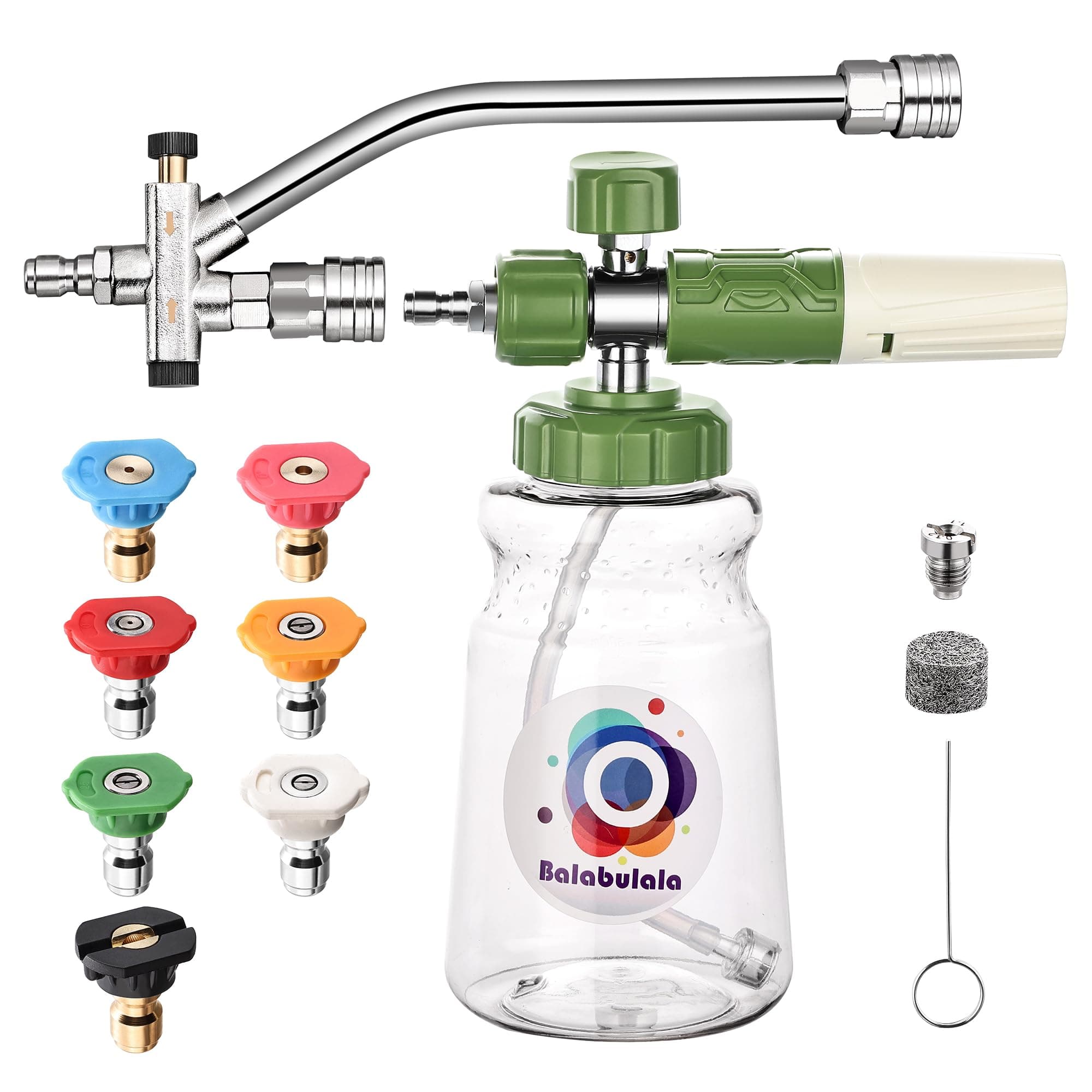 Balabulala Pressure Washer Dual Connector Foam Cannon with 5 Nozzles, 3600 PSI