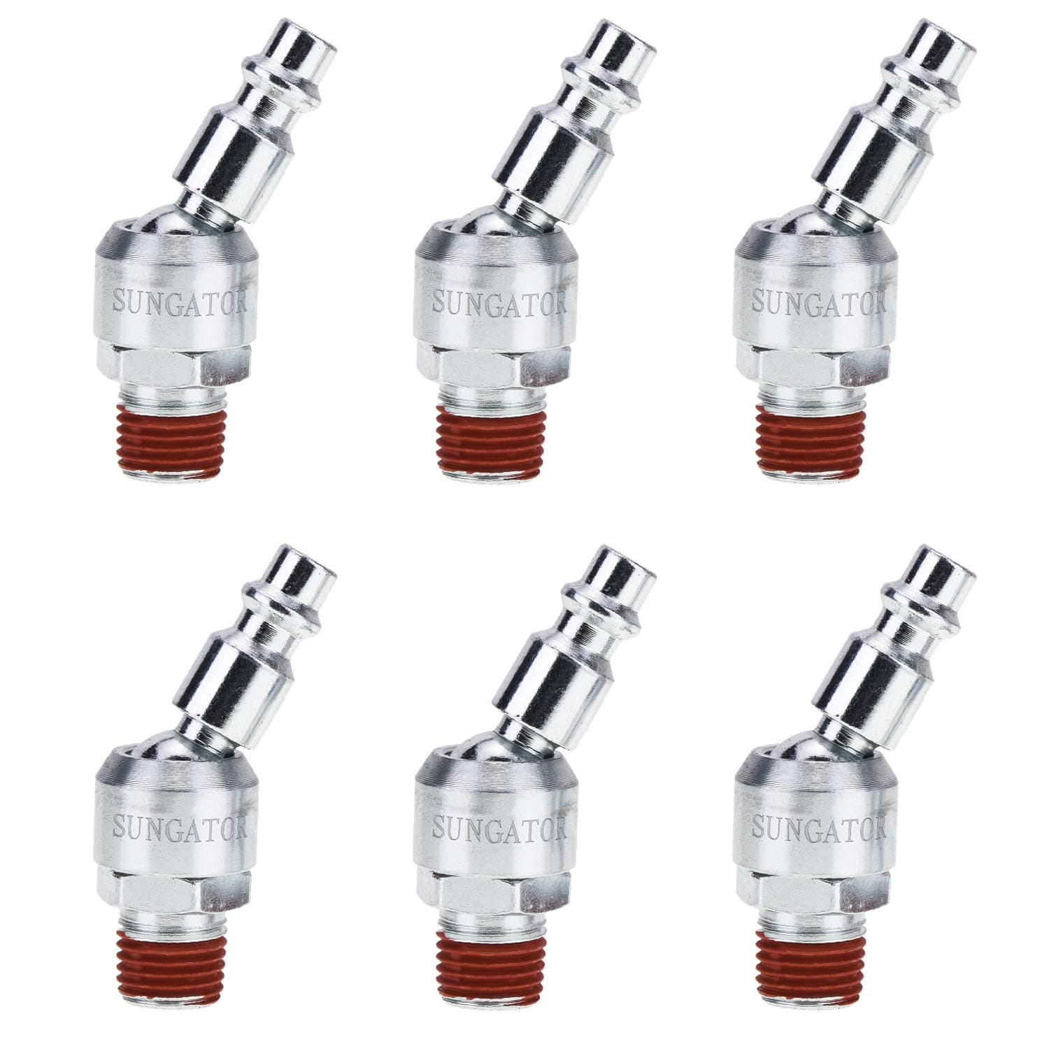 Sungator 6-Pack 1/4" Swivel Air Tool Fittings, Quick Connect Male NPT Plugs