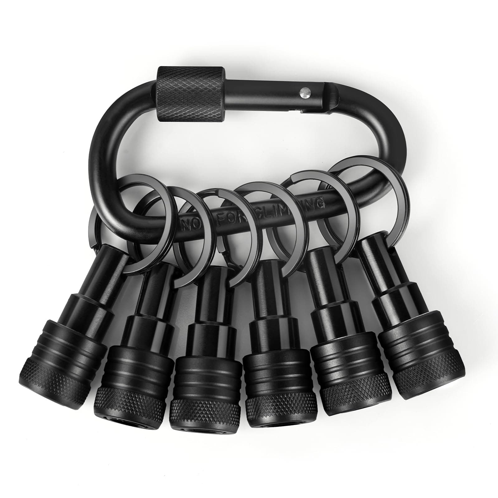 Upgraded 6PCS 1/4 Inch Hex Shank Bit Holder Keychain, Quick-Change Design Gifts (Black)